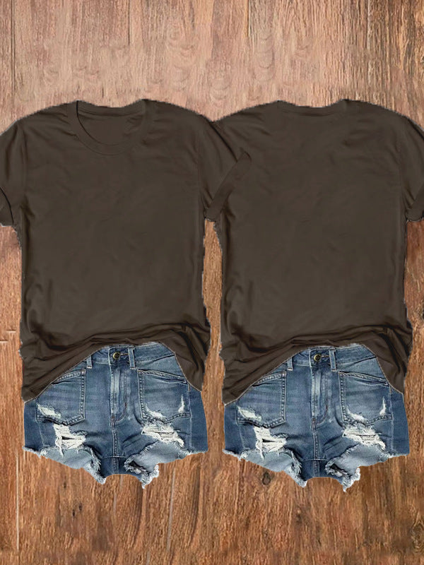 Classic Solid Cotton Casual Crewneck T-Shirt