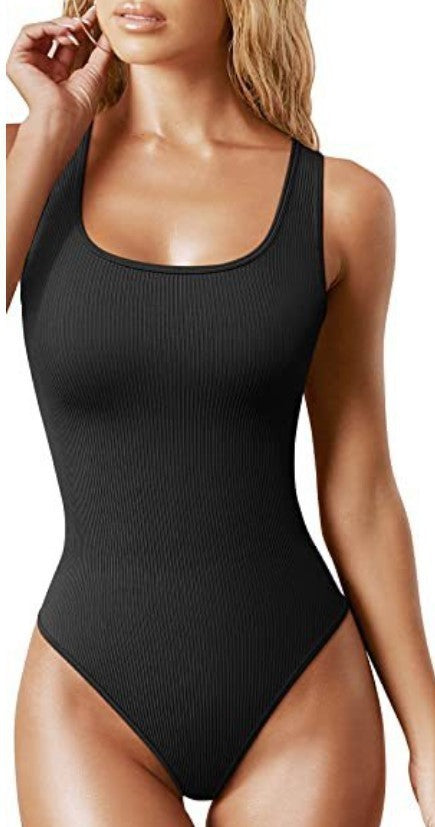 Women's U-Neck Sleeveless Fitted Romper Jumpsuit