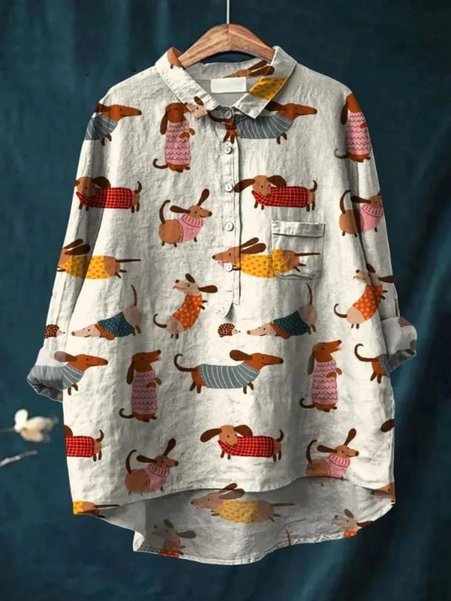Casual Long Sleeve Shirt Animal Print Hawaiian Long Sleeve Shirt