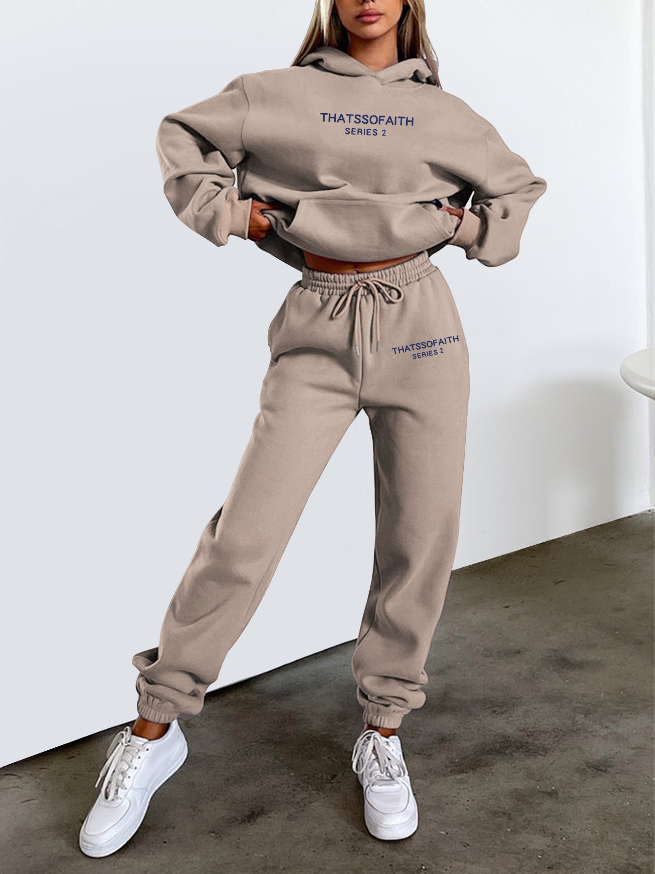Women's Letter Print Hoodie & Trousers Set