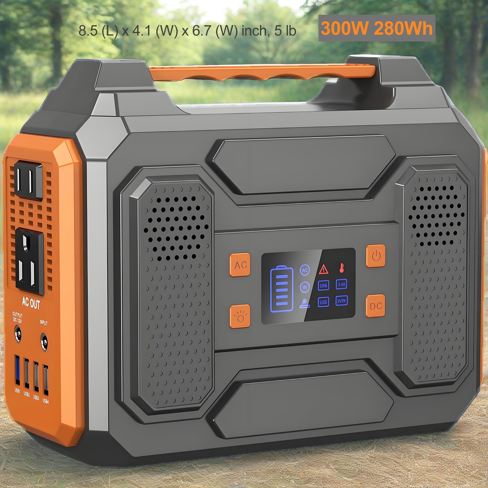 300W/100W Portable Power Station Solar Generator - 296Wh/256Wh/146Wh Compact Lithium-Ion Battery Charger with 110V AC Outlet, DC & USB Outputs, LED Flashlight, Built-in Cooling