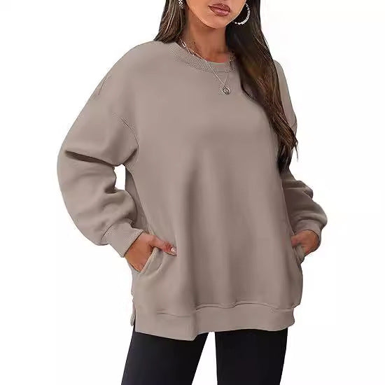 Oversized Velvet Long Sleeve Pullover Sweatshirt