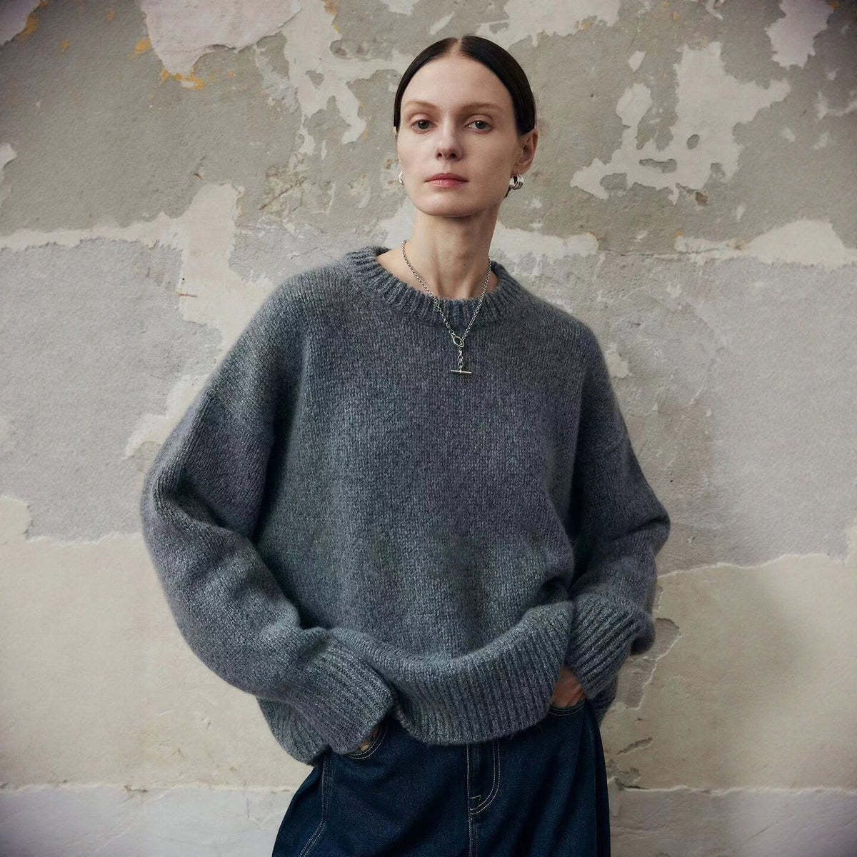 Loose Laid-back Knit Top Cashmere Sweater