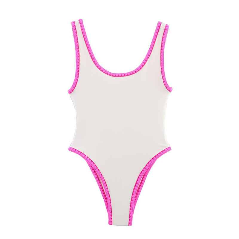 Contrast Color Slim Fit One-Piece Swimsuit