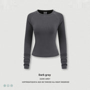 Slim-Fit Crewneck Long Sleeve Top for Women – Stylish Streetwear