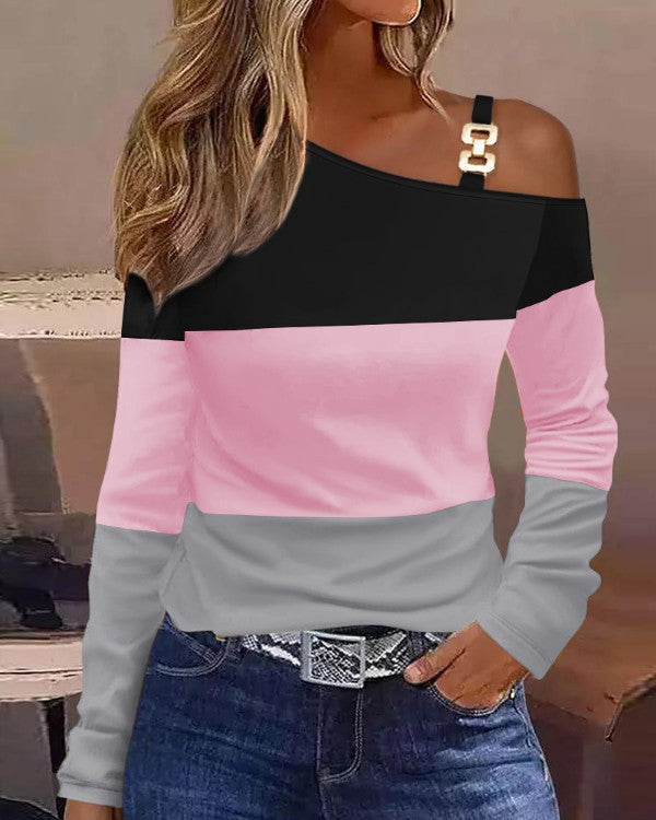 Women's Asymmetrical Diagonal Collar Pullover Shirt