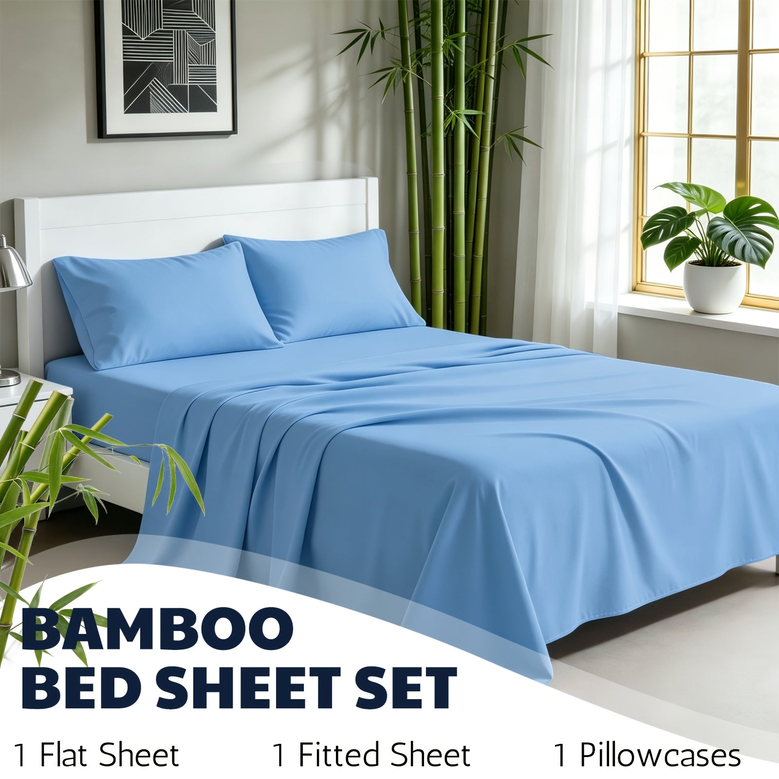 Cooling Bamboo Fiber Sheet Set – 16‑Inch Extra‑Deep Pocket, Twin to King Sizes