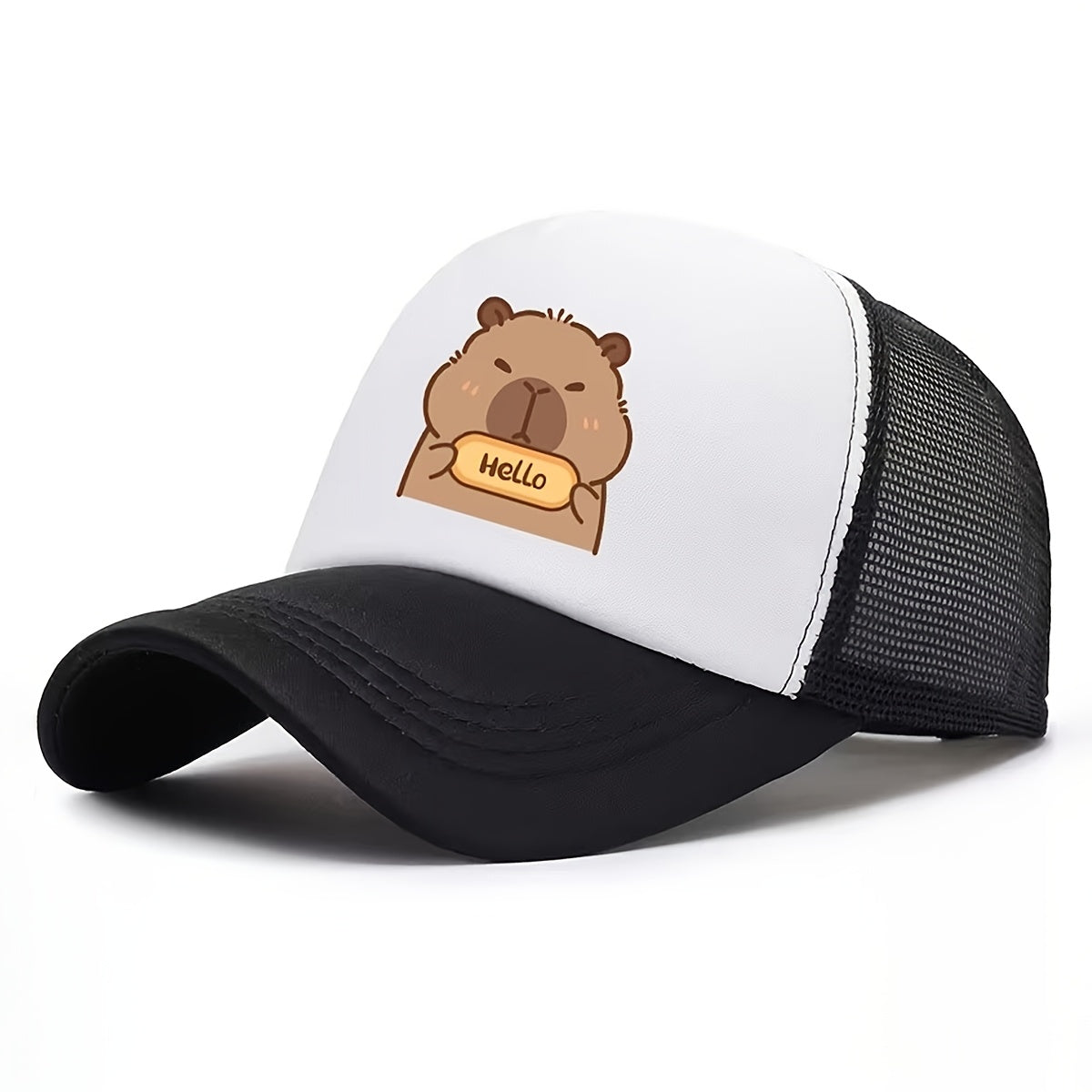 Kids' Cartoon Otter Pattern Mesh Sun Cap with Breathable Fabric
