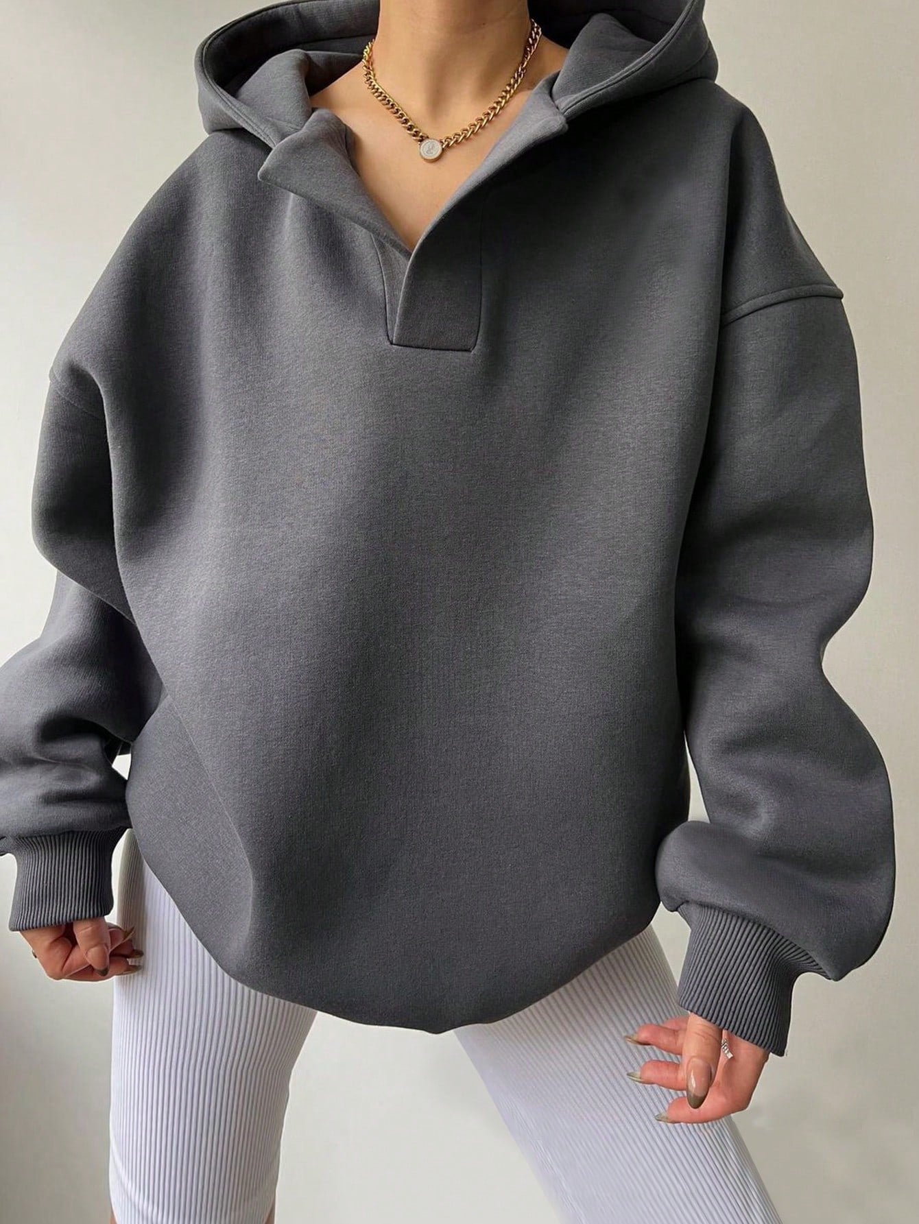 Cozy Solid Color Long Sleeve Loose Fit Hoodie Sweater