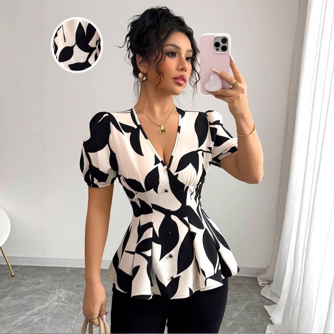 New Summer Womens Printed Shirts From Europe And America