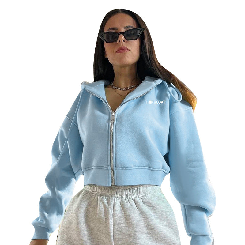 Women's Long-sleeved Letter Printed Hoodie Coat