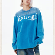 Vintage Washed Letter Print Pullover Hoodie