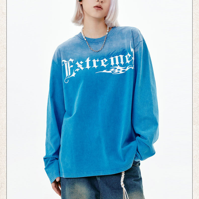 Vintage Washed Letter Print Pullover Hoodie
