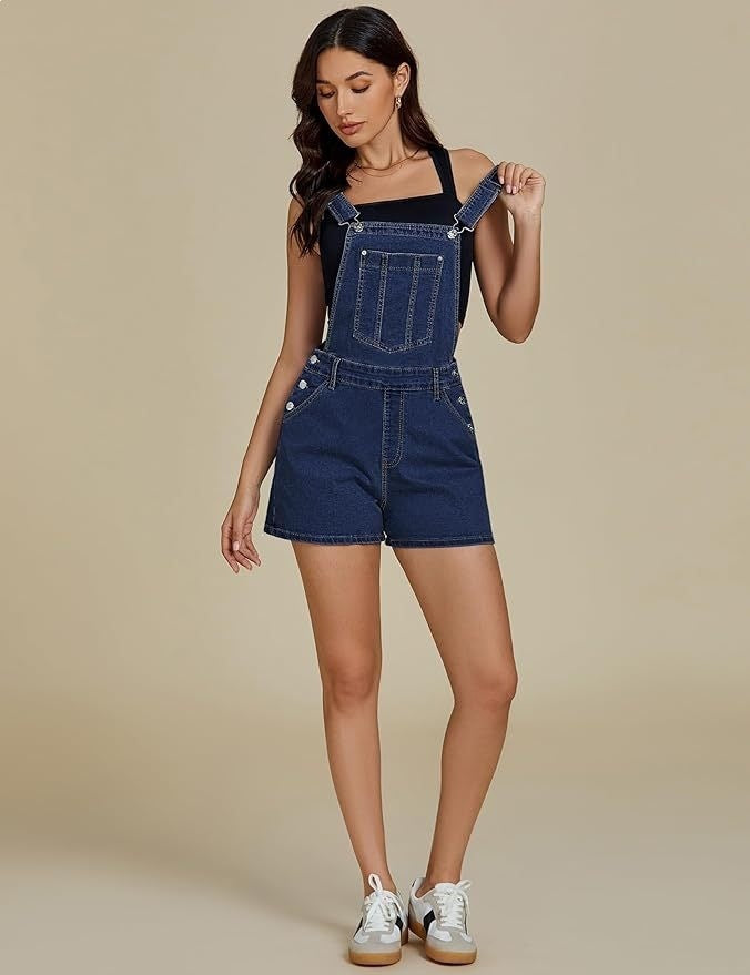 Women's Denim Suspender Shorts Chic Streetwear Romper