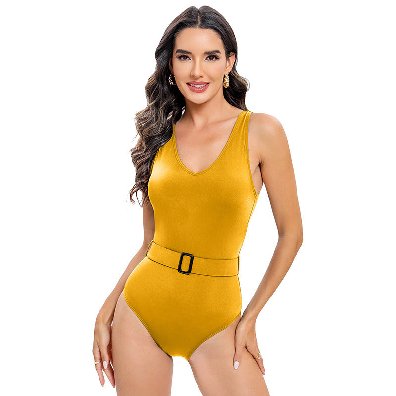 Belly Covering Conservative One-piece Swimsuit Women's Sling