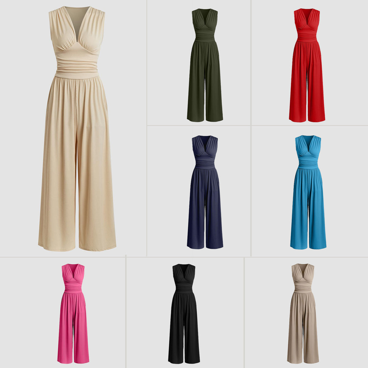 Women's Sleeveless Loose Wide-Leg Knitted Jumpsuit