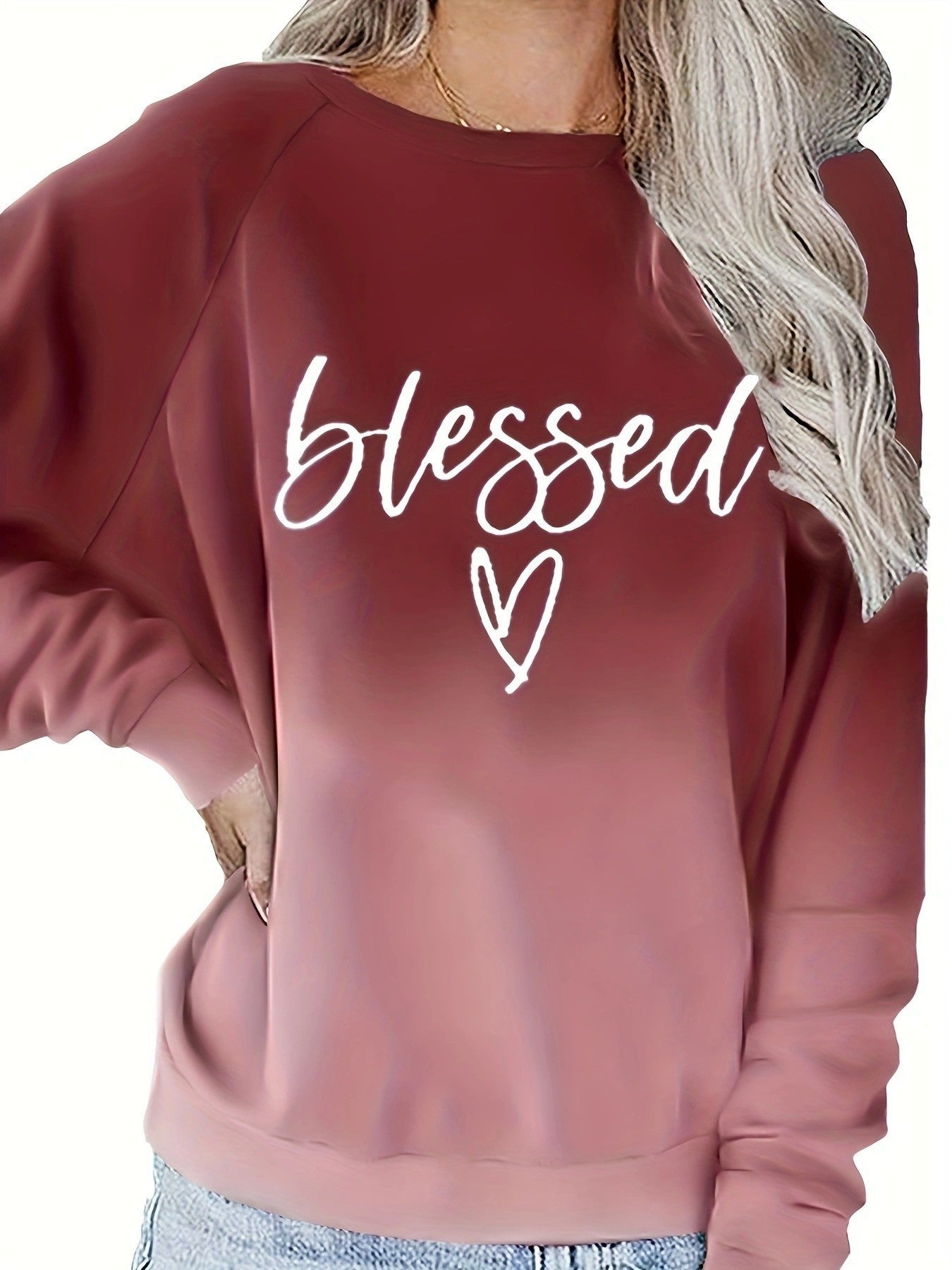 Women's Casual Letter Print Loose Long Sleeve Sweatshirt