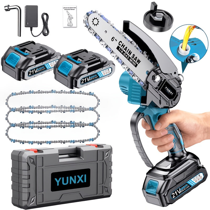 Mini Cordless Chainsaw – Lightweight Handheld Electric Tree Cutter with Splash Guard, Safety Lock, Optional Rechargeable Battery
