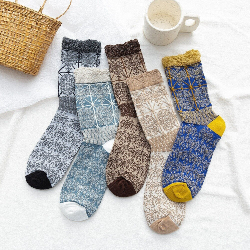 Vintage Floral Women's Socks - Breathable & Soft Cotton