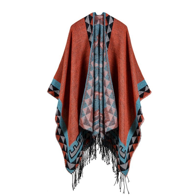 Geometric Diamond Shawl with Fringe