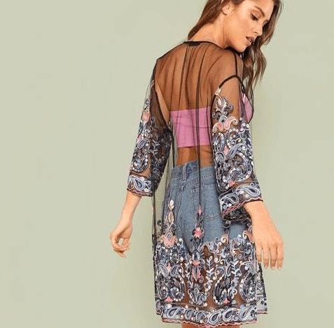 3D Floral Lace Cardigan Shawl