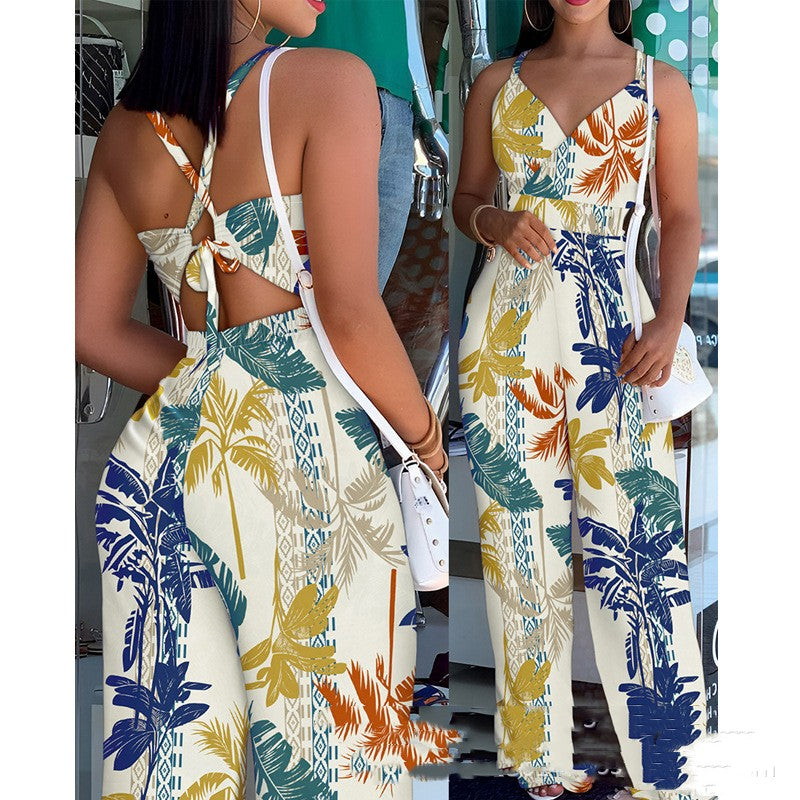 Women's Chic Printed Sleeveless Romper Jumpsuit