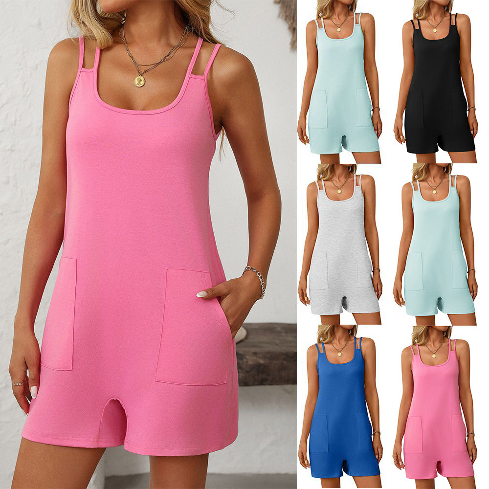 Loose Casual Pants Backless Sleeveless Jumpsuit