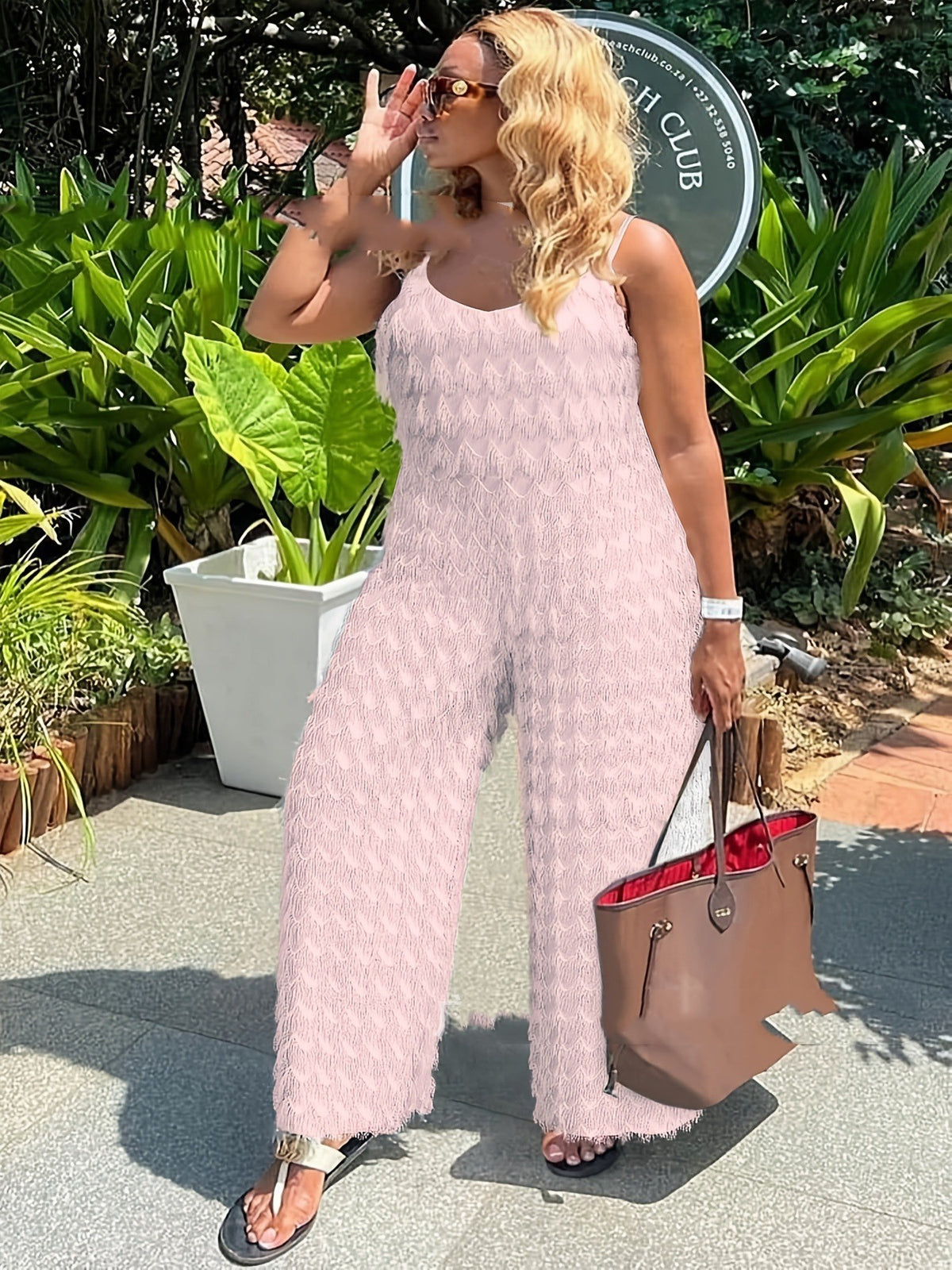 Plus-Size Elegant Loose-Fit Strap Jumpsuit
