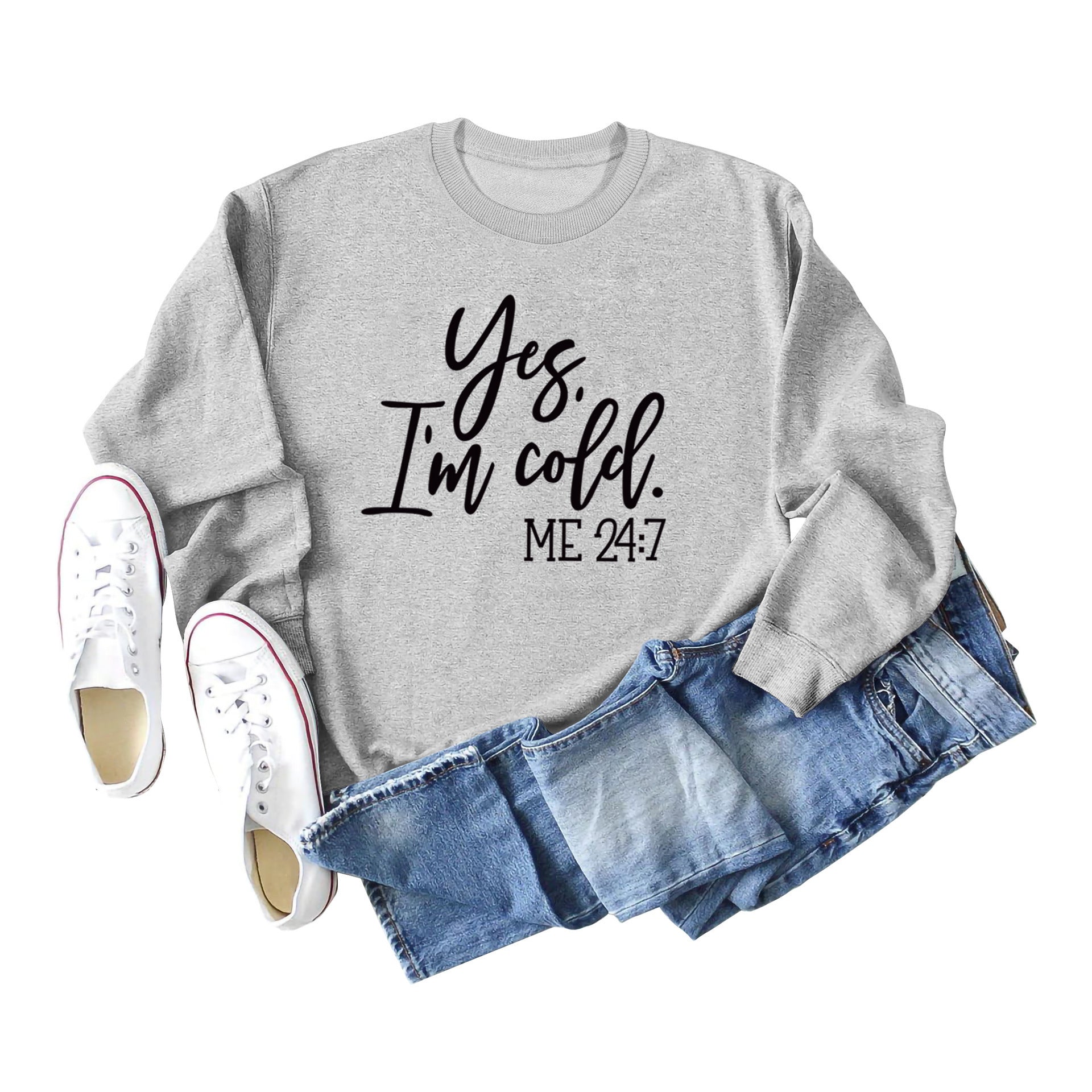 Retro Letter Print Cotton Crew Neck Women's Sweatshirt