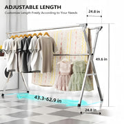 Foldable Metal Clothes Drying Rack, Adjustable Three Rod, with Space-Saving Storage, for Indoor And Outdoor Use, for Clothes, Blankets And Bedding, Drying Racks, Indoor Laundry Rack, Compact...