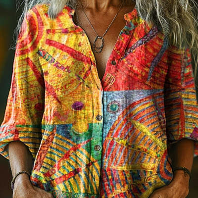 Women's Versatile Printed Long-Sleeve Blouse