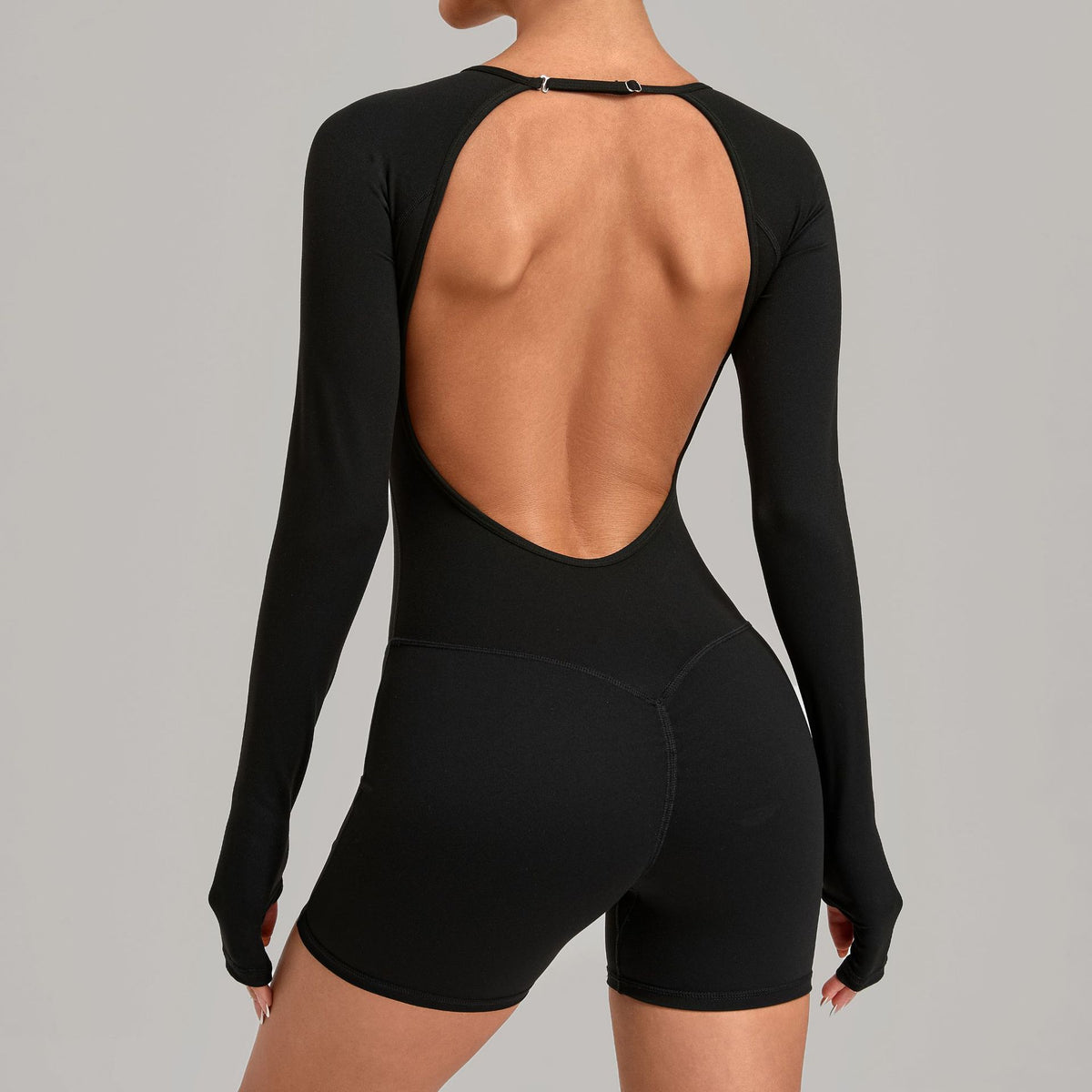 Backless Slim-Fit Sports Jumpsuit with Built-In Bra