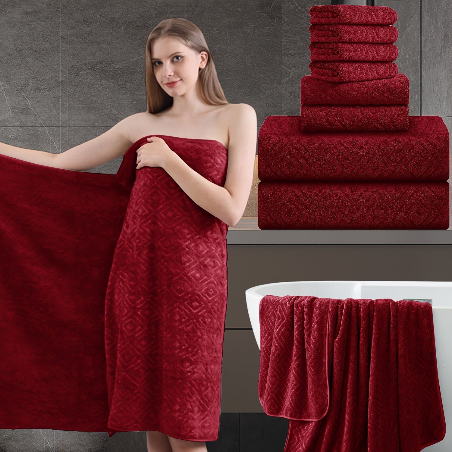 8pcs Extra Large Bath Towel, Ultra-Soft Thick Bath Towel Highly Absorbent Quick Dry Towel 700GSM Includes 2 Oversized Bath Towels & 2 Hand Towels & 4 Towels for Bathroom Hotels Gym, Wash Cloths