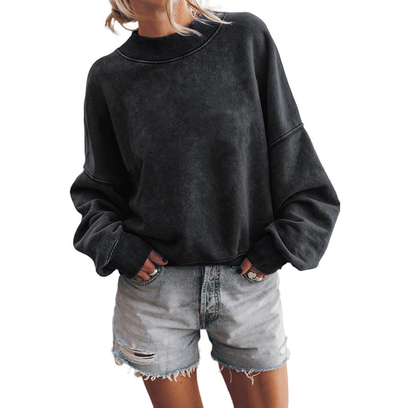 Cozy Solid Color Loose Crew Neck Casual Sweater