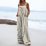 Boho Printed Patchwork Pocket Jumpsuit