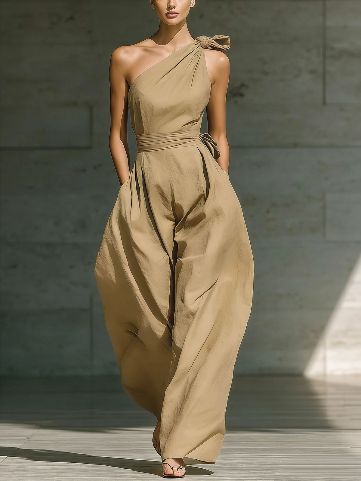 Chic Off-Shoulder Wide-Leg Belted Jumpsuit