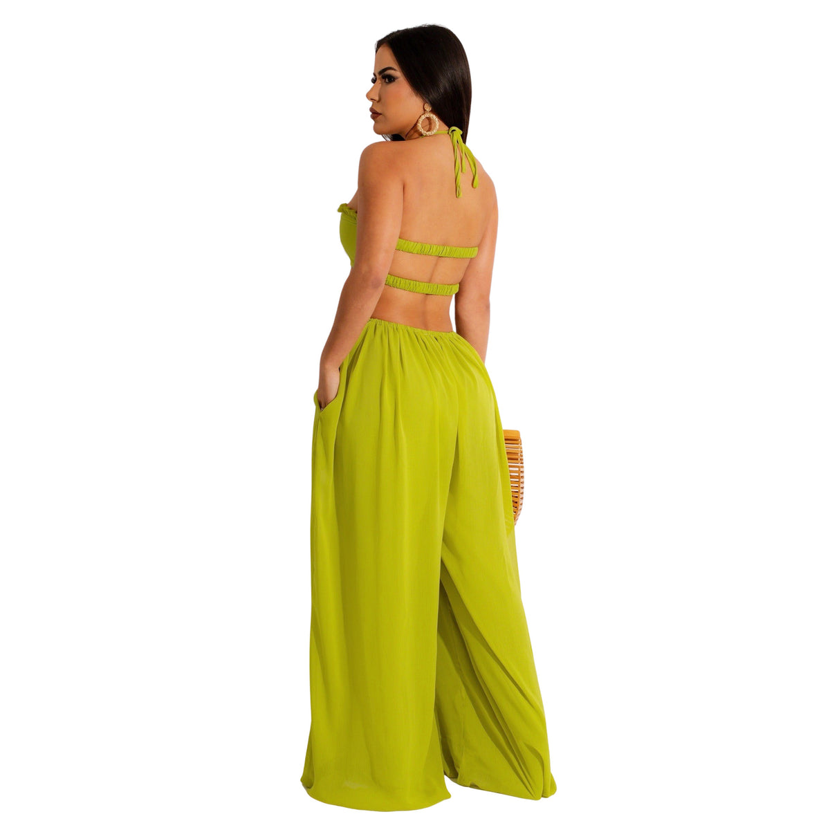 Chiffon Backless Wide-Leg Jumpsuit