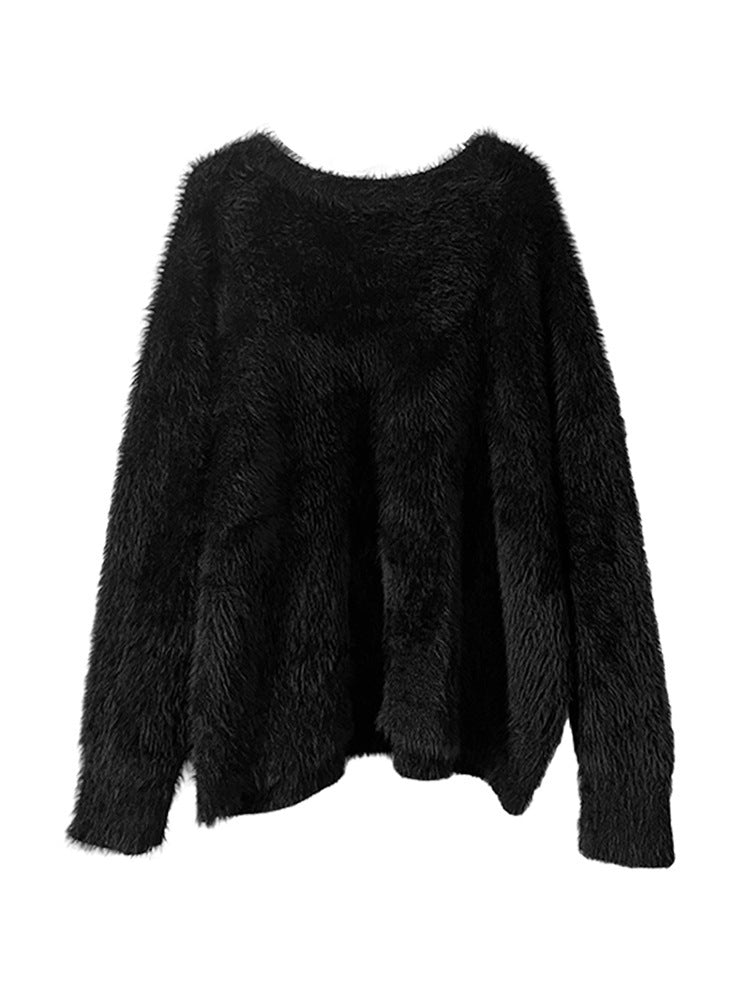 Thickened Cozy Mohair Sweater for Women in a Relaxed Laid-back Style for Fall and Winter