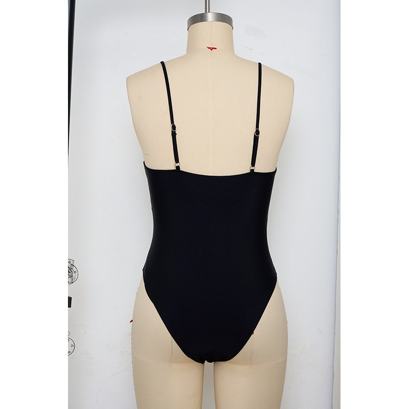 Women's Solid Pleated One-Piece Swimsuit