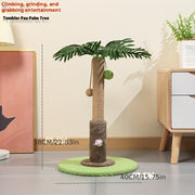 Space-saving Cat Scratching Pole And Climbing Tower - Sturdy Durable Non-slip Surface, Modern Tropical Palm Tree Design For Small Indoor Cats, Balcony Or Patio, Pet-safe Material, Apartment Pet
