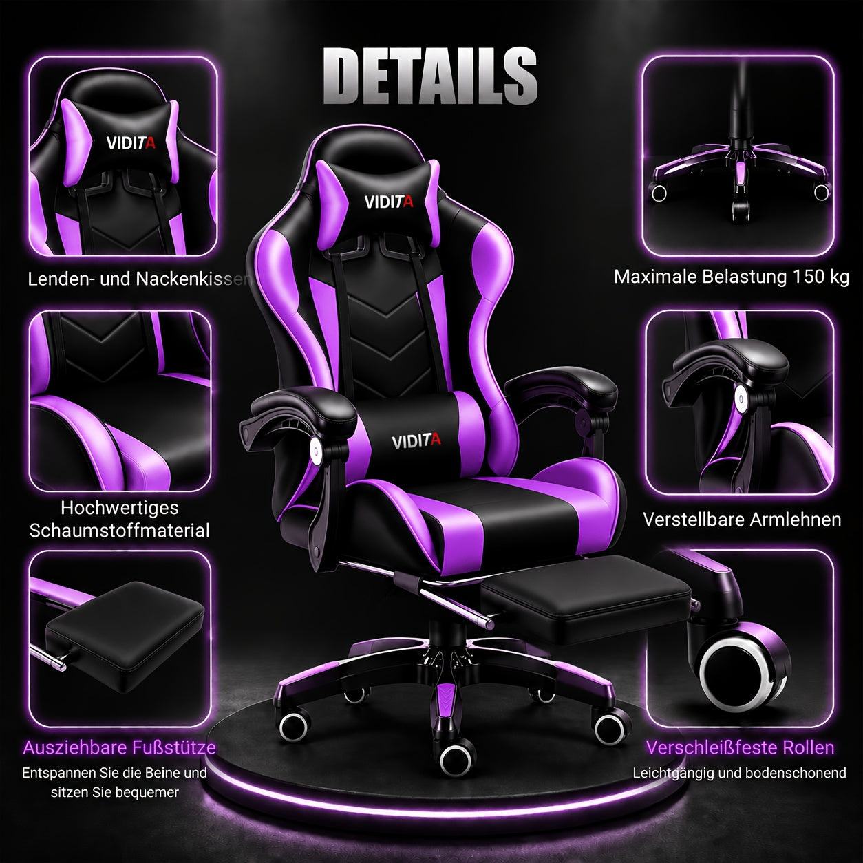 Ergonomic Gaming Office Chair with Lumbar Support – Racing Style