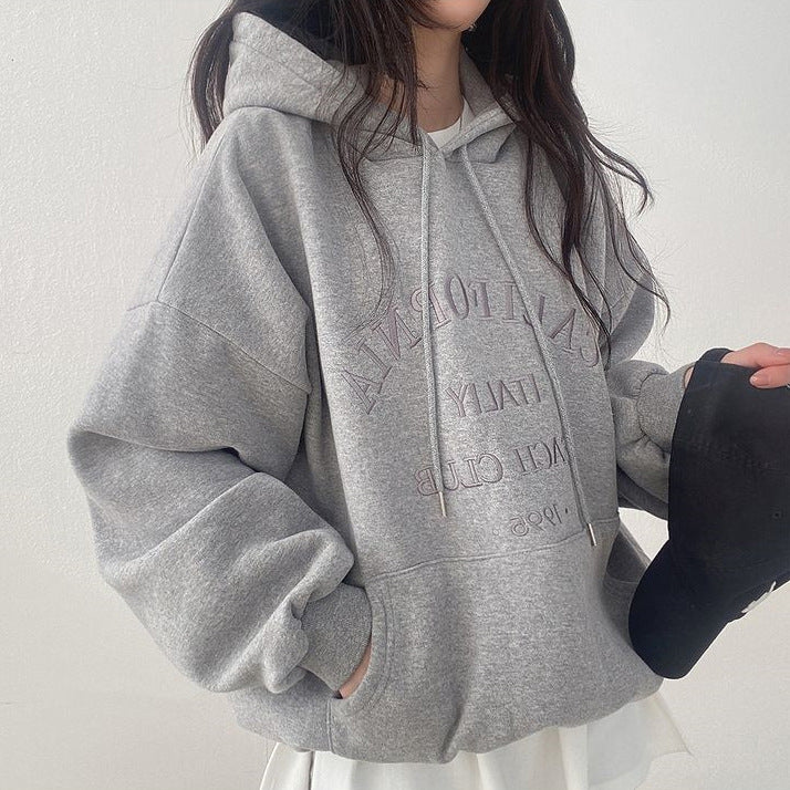 Women's Oversized Casual Embroidered Pullover Sweatshirt