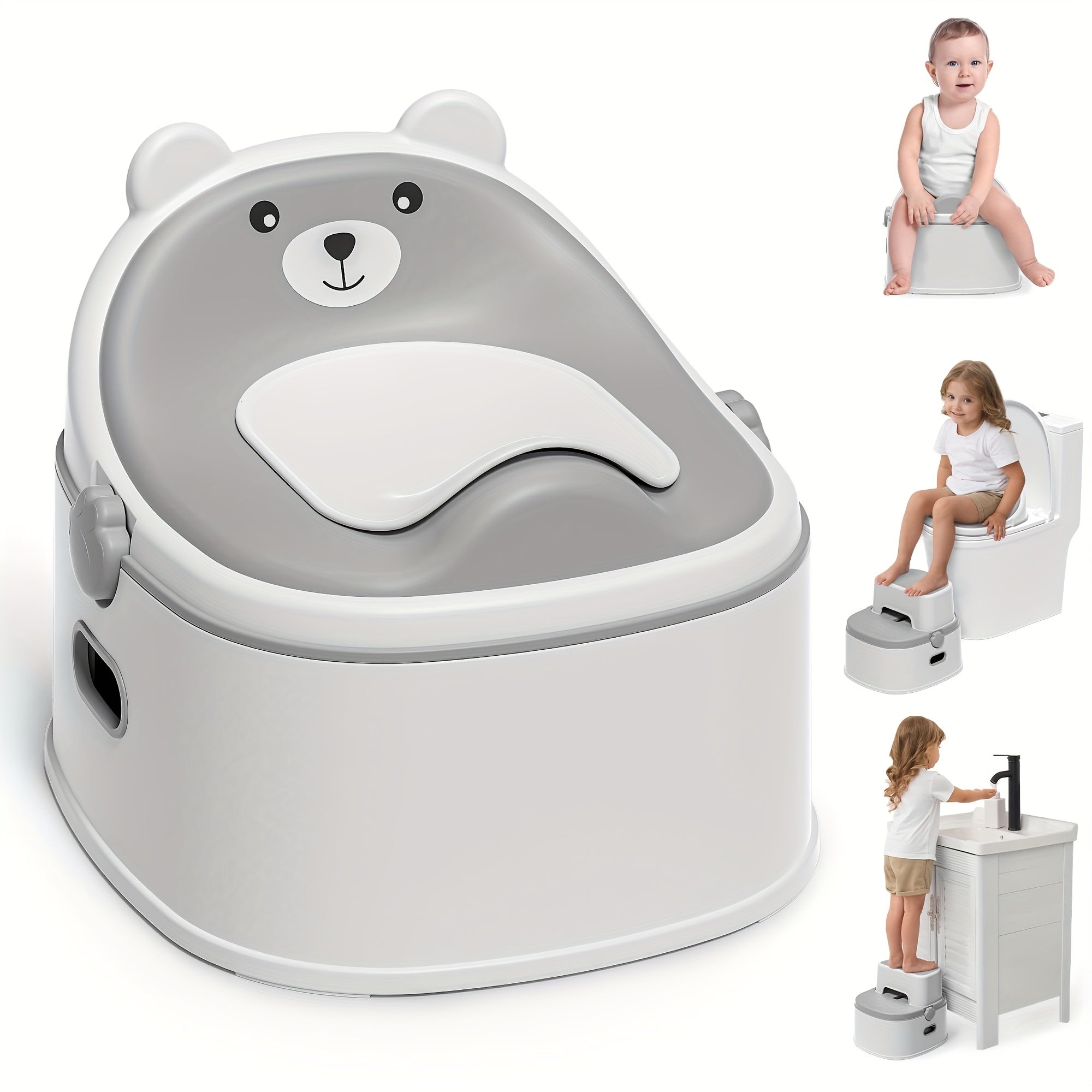 3-in-1 Convertible Toddler Potty Chair with Step Stool and Removable Seat