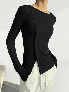 Women's Stylish Split Hem Tight Autumn Sweater