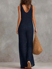 Casual Sleeveless Loose Waist Knitted Jumpsuit