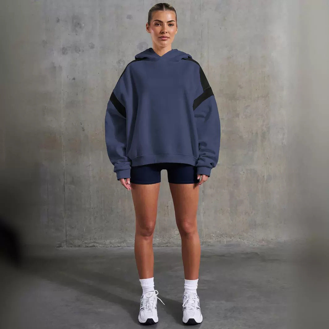 Colorblock Drop Shoulder Hooded Sweater