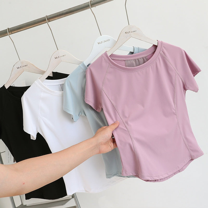 Lightweight Mesh‑Stitched Yoga Tee – Breathable, Stretchy Comfort