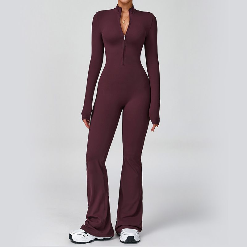 Men's Striped Fitness Zip-Up Yoga Jumpsuit