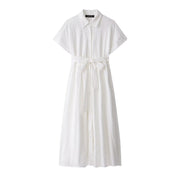 Notch-neck Hollow-out Embroidered Dress