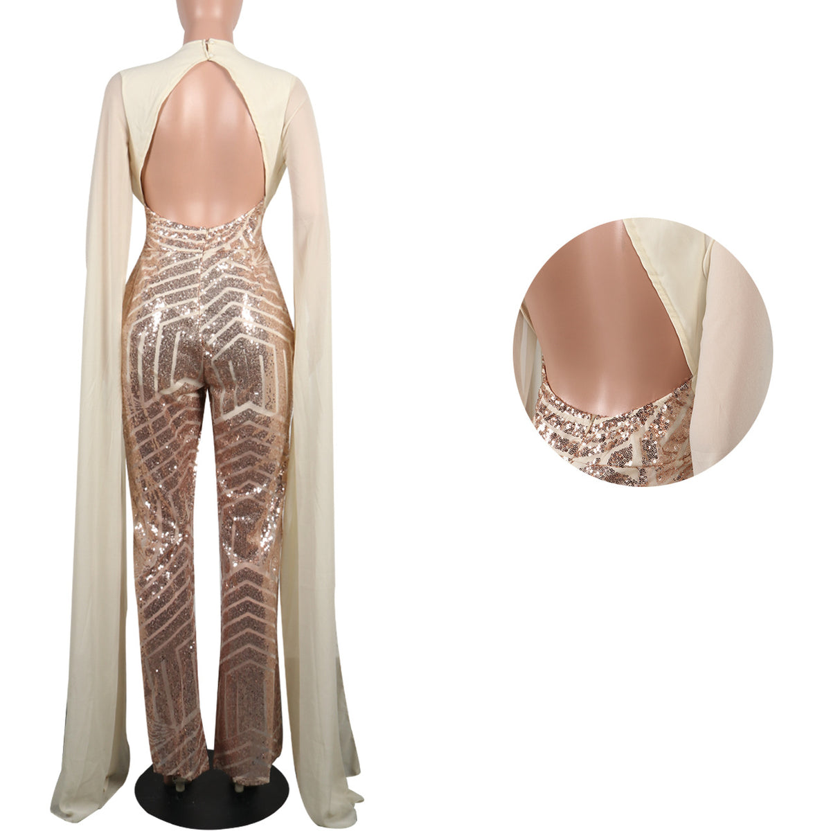 Sexy Sequined Evening Party Romper & Wide-Leg Pants Suit
